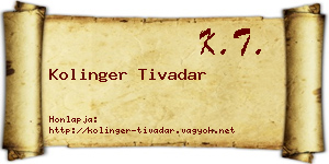 Kolinger Tivadar névjegykártya